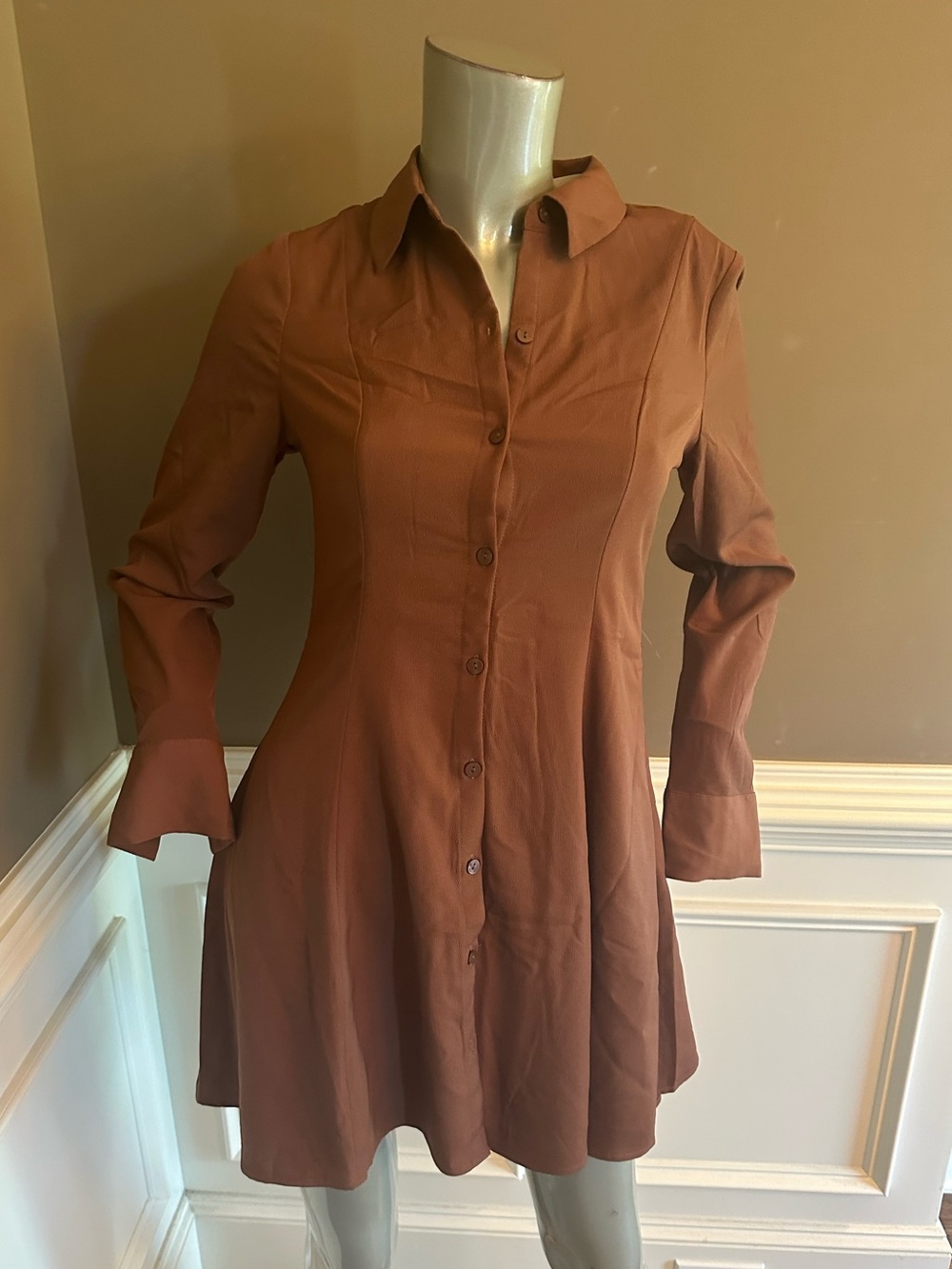 NWT ABERCROMBIE & Fitch Mini Brown Shirt Dress Sz Small